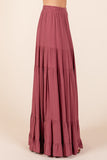 Tiered Flowy Smocked Maxi Skirt | Marsala