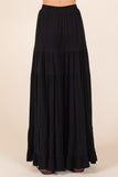 Tiered Flowy Smocked Maxi Skirt | Black