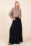 Tiered Flowy Smocked Maxi Skirt | Black