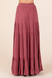 Tiered Flowy Smocked Maxi Skirt | Marsala