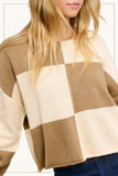 Checkered Crop Sweater | Mocha