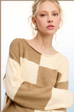 Checker Crop Sweater Top | Beige