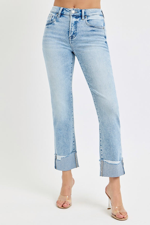 Risen Jeans | High Rise Tummy Control Straight Cuffed