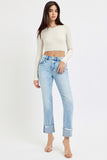 Risen Jeans | High Rise Tummy Control Straight Cuffed
