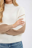 Two Tone Exposed Seam Mock Neck Sweater | Ivory