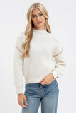 Two Tone Exposed Seam Mock Neck Sweater | Ivory