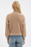 Two Tone Exposed Seam Mock Neck Sweater | Ivory