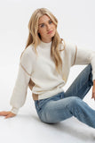 Two Tone Exposed Seam Mock Neck Sweater | Ivory