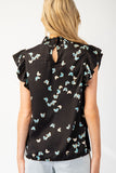 Butterfly Mock Neck Top | Black