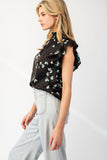 Butterfly Mock Neck Top | Black