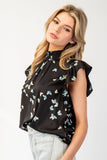 Butterfly Mock Neck Top | Black