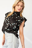 Butterfly Mock Neck Top | Black