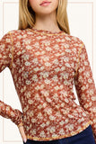 Semi Sheer Mesh Floral Layering Top | Cinnamon