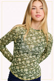 Semi Sheer Mesh Floral Layering Top | Forest