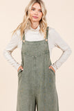 Mineral Wash Overall Jumpsuit | Olive