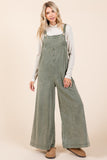 Mineral Wash Overall Jumpsuit | Olive