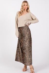 Straight Slip Maxi Skirt | Leopard