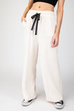 Textured Ribbon Top+Pant 2pc Set | Cream