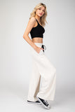 Textured Ribbon Top+Pant 2pc Set | Cream