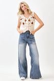 Floral Embroidery Crochet Vest Top | Cream