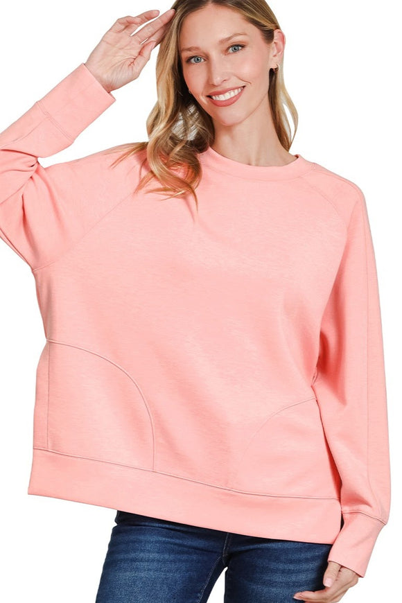 *DOORBUSTER DEAL | Scuba Side Slit Sweater | Pink