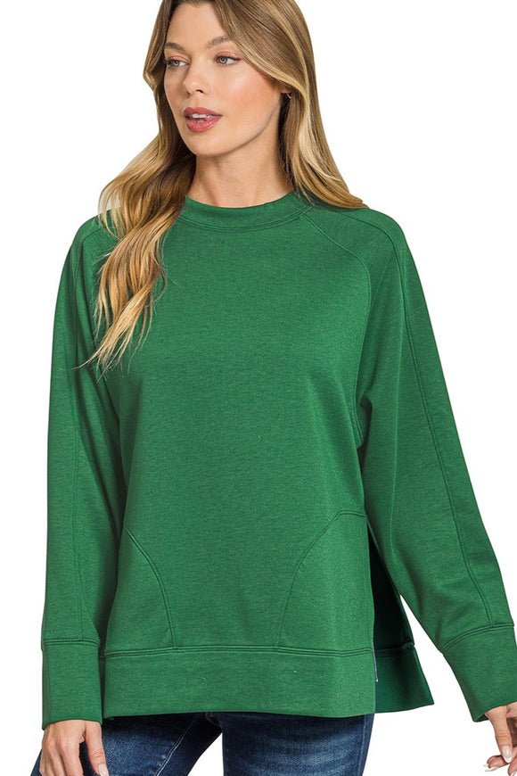 *DOORBUSTER DEAL | Scuba Side Slit Sweater | Green