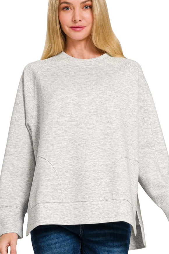 *DOORBUSTER DEAL | Scuba Side Slit Sweater | Heather Grey