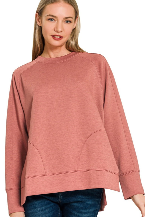 *DOORBUSTER DEAL | Scuba Side Slit Sweater | Winter Rose