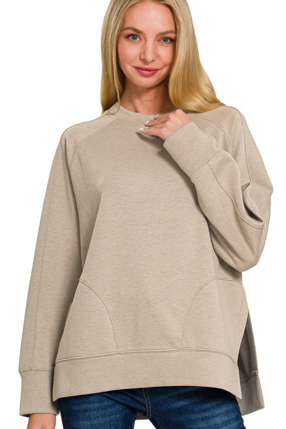 *DOORBUSTER DEAL | Scuba Side Slit Sweater | Ash Mocha