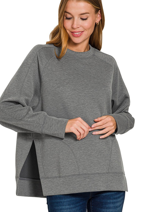 *DOORBUSTER DEAL | Scuba Side Slit Sweater | Charcoal