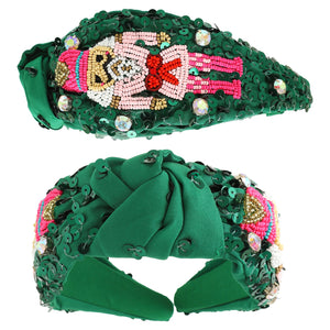Nutcracker Sequin Green | Christmas Seed Bead Embellished Headband