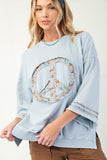 Peach Patch 3/4 Sleeve Terry Knit Top | Blue