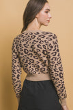 Leopard Cropped Cardigan | Khaki/Brown