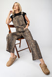 Leopard Barrel Leg Overalls | Brown Mix