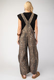 Leopard Barrel Leg Overalls | Brown Mix
