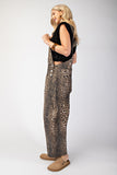 Leopard Barrel Leg Overalls | Brown Mix