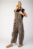 Leopard Barrel Leg Overalls | Brown Mix