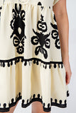 Bold Print V-Neck Dress | Cream