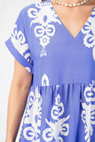 Bold Print V-Neck Dress | Blue