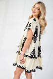 Bold Print V-Neck Dress | Cream