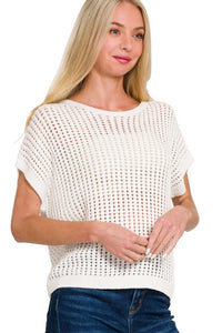 Crochet Knit Hollow Top | Off White