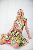 Tiered Floral Dress | Green Mix