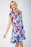Tiered Floral Dress | Blue Mix