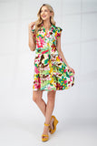 Tiered Floral Dress | Green Mix