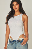 Ribbed Seamless Studded Bodysuit | White