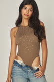 Ribbed Seamless Studded Bodysuit | Cocoa