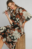 Floral Tiered Midi Dress | Rust Mix