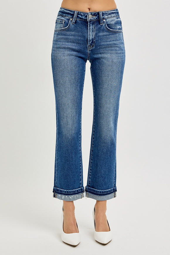 Risen Jeans | Mid Rise Ankle Straight-Cuffed