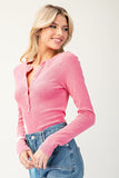 Mineral Washed Henley Bodysuit | Hot Pink