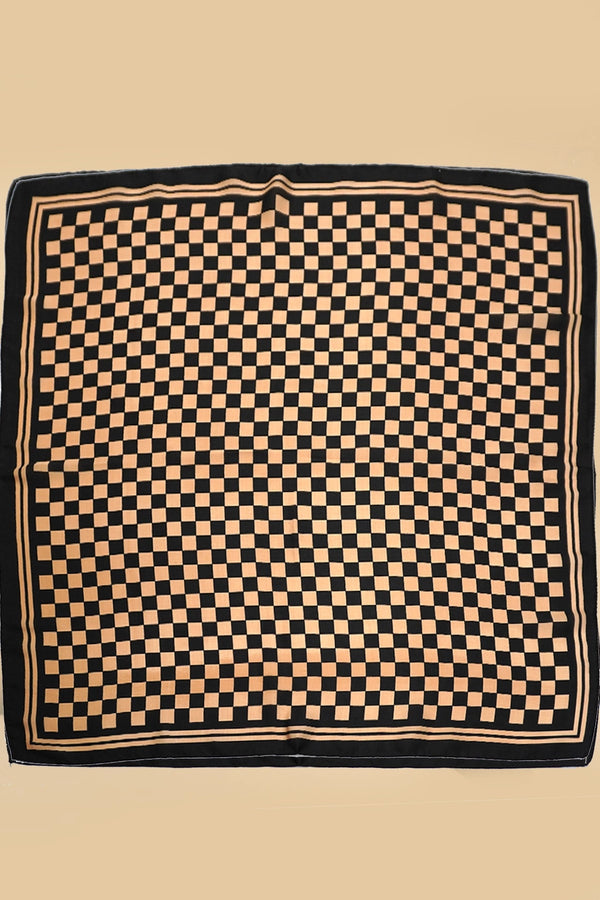 Silky Wild Rag Scarf | Brown Checker